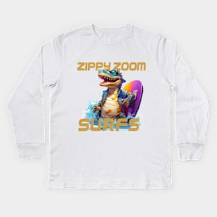 Aquatic Glide Waves Surfing Tee "Zippy Zoom" Kids Long Sleeve T-Shirt